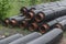 Polyethylene pipes piping plumbing construction material objects heat industry pipeline