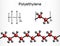 Polyethylene, polythene, PE, polyethene, poly(methylene) molecule. Structural chemical formula and molecule model.