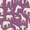 Polygon african animals pattern. Low poly giraffe, elephant, flamingo