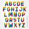 Polygon alphabet colorful font style.