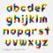 Polygon alphabet colorful font style.