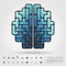 Polygon brain from tetris blocks with business icon