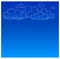 Polygon clouds. Vector set of clouds silhouettes. Blue and white