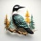 Polygon Common Loon Paper Craft: Tree-perched Wall Art Design