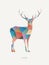 Polygon deer. Low poly animal logotype. Colorful geometric logo icon