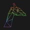 Polygon giraffe head. Low poly animal. Geometric logo. Rainbow color