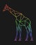 Polygon giraffe. Low poly animal. Geometric logo icon. Rainbow color