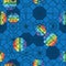 Polygon line style different rainbow glitter blue seamless pattern