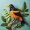 Polygon Oriole Paper Craft: Tree Perched Wall Art Design