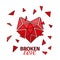 Polygon red broken heart icon for valentine day.