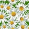 Polygon seamless pattern of daisies green