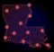Polygonal 2D Mesh Map of Louisiana State with Red Light Spots