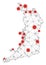 Polygonal 2D Mesh Vector Osaka Prefecture Map with Coronavirus