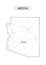 Polygonal abstract map state of Arizona with connected triangular shapes formed from lines. Capital of state - Phoenix