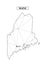 Polygonal abstract map state of Maine with connected triangular shapes formed from lines. Capital of state - Augusta