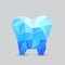 Polygonal abstract tooth. Blue poly tooth illustration.