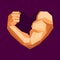 Polygonal bodybuilders hand with biceps in heart
