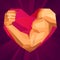 Polygonal bodybuilders hand with biceps in heart