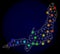 Polygonal Carcass Mesh Map of Honshu Island with Bright Light Spots