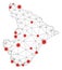 Polygonal Carcass Mesh Vector Sergipe State Map with Coronavirus