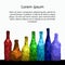 Polygonal colorful bottles. Triangle, low poly style.