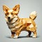 Polygonal Corgi 3d Illustration: Deconstructed Objects In Beige And Amber