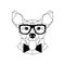 Polygonal Corgi Dog in fashion glasses and bow tie.