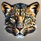 Polygonal digital artwork of a leopard with intense eyes and intricate fur patterns