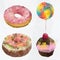 Polygonal donut, cakes, sweet