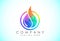 Polygonal fire flame logo icon. Low poly style oil and gas industry logo design