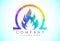 Polygonal fire flame logo icon. Low poly style oil and gas industry logo design
