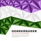 Polygonal flag of genderqueer pride. Abstract background in the form of colorful purple, white and green pyramids. Sexual