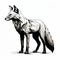 Polygonal Fox Silhouette: Monochromatic Ink Wash Style Illustration