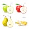 Polygonal fruit - green apple, red apple, pear, banana. Vector i