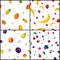 Polygonal Fruits 4 Seamless Patterns Icons