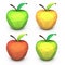 Polygonal geometric multicolored apples. Fruit set Low-poly triangular style