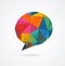 Polygonal geometric, vector 3D speech bubble