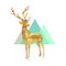 Polygonal golden stag, poly low animal vector