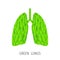 Polygonal green lungs concept on white.