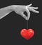 Polygonal hand pinch fingers together monochrome red heart