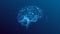 Polygonal human brain illustration on blue background