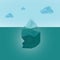 Polygonal iceberg glacier landscape with clouds. vector illustration- low poly style. Triangle design. Winter theme.