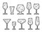Polygonal icon of wine glass. Black and white