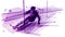 Polygonal illustration of man slalom skiing