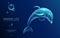 Polygonal jumping dolphin on blue background. Marine life concept.