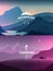 Polygonal landscape vector illustration. Modern design template