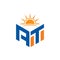 Polygonal Letter with Sun Logo sing and Symbol, monogram logo, sunrise logo design,sunlight logo