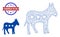 Polygonal Mesh American Donkey Icon and Unclean Bicolor Assembled in USA Seal