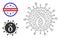 Polygonal Mesh Delta Covid Virus Icon and Distress Bicolor Botulinum Stamp