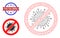 Polygonal Mesh Forbid Virus Icon and Scratched Bicolor Total Flea Control Stamp